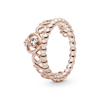 14k Rose gold-plated tiara ring with clear cubic zirconia