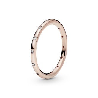 14k Rose gold-plated ring with clear cubic zirconia