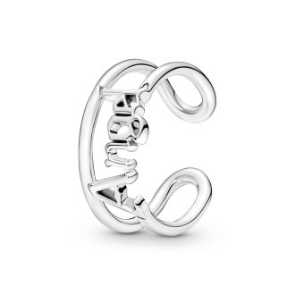Angel script sterling silver ring