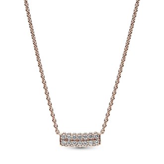 [382621C01-45] 14k Rose gold-plated necklace with clear cubic zirconia