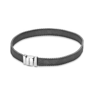 Oxidised sterling silver mesh bracelet