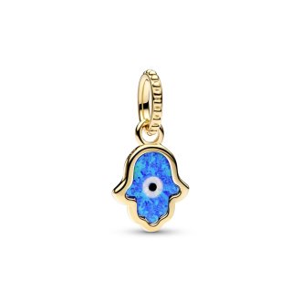 Varëse me pjesë të vogla dekoruese në formë të dorës Hamsa me ngjyrë të kaltër opaleshente
