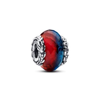 Game of Thrones Ice and Fire sterling silver charm with faceted red and blue Murano glass