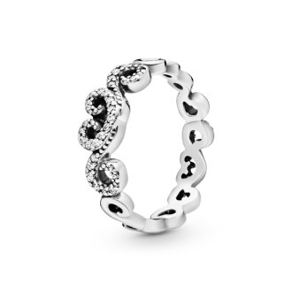 Chandelier silver ring with clear cubic zirconia