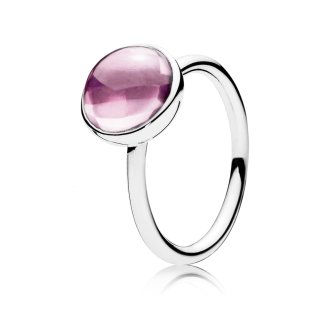Silver ring with pink cubic zirconia