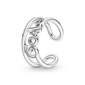 Goals script sterling silver ring