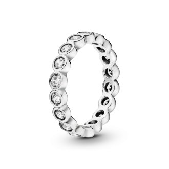 Large round eternity silver ring  with cubic zirconia