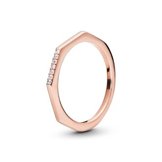 14k Rose gold-plated ring with clear cubic zirconia