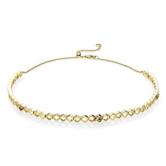 Bee and honeycomb PANDORA Shine choker with black enamel